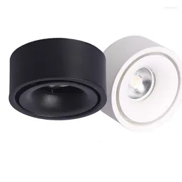 Plafonniers ronds dimmables LED projecteur monté en surface COB trou libre 7W / 12W salon Downlight
