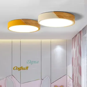 Plafondverlichting rond hout dimbaar LED modern armatuur keukenarmaturen voor slaapkamer woonkamer hal licht