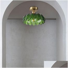 Plafondlampen Rustiek Groen Glas Handgemaakte Elegante Lamp-Glazen Verlichtingsarmaturen Decor Licht Voor Slaapkamer Woonkamer Drop Delivery Dhmn9