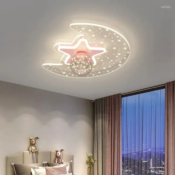 Lautres de plafond Sandyha Enfants modernes chambre étoiles-lune forme de feuilles légères lampes chambre chambre mignonne filles garçons bébé