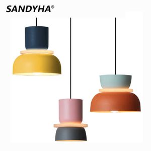 Plafondverlichting Sandyha Moderne Macaron Hanglamp LED Hangende suspensie Living Studie Bar Eetkamer Bedkamer Verlichting Decor Meubels 0209