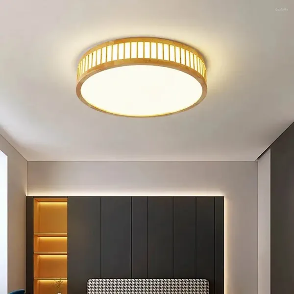 Luces de techo de estilo nórdico, luz LED creativa moderna minimalista para dormitorio, hogar, apartamento, lámpara de decoración de madera