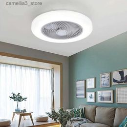 Plafonniers Ventilateurs de ventilateur de plafond intelligents avec lumières télécommande chambre décor ventilateur lampe 52 cm Air lames invisibles rétractable silencieux Q231120