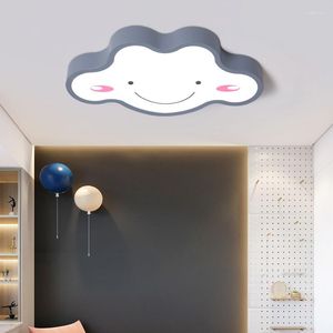 Luces de techo, lámpara de nube sonriente para decoración de dormitorio de niños, luz Led de atenuación, sala de estar moderna Simple, guardería para bebés