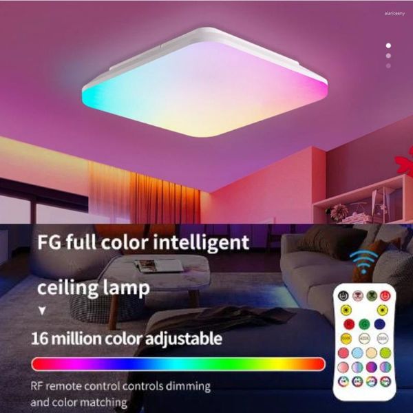 Luces de techo Luz LED cuadrada 220V RGBCW Dormitorio regulable Sala de estar Ambiente con control remoto