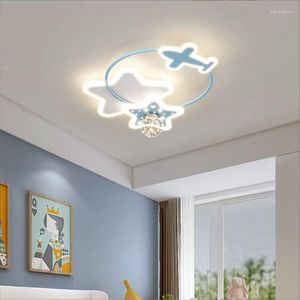 Plafondlampen sterrenvliegtuigen kinderen lamp moderne intelligente led slaapkamer studie kroonluchter creativiteit indoor decoratielampen