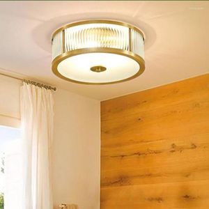 Plafondlampen stijl American Copper Led Lampen Europese woonkamer lamp slaapkamer gang licht veranda verlichting goud E27