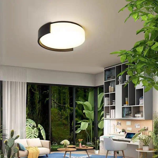 Plafonnier les dernières dernières LED LED Nordic Classic Black White Designer Creative Circular Living Room Bedroom Study Lampe