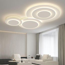 Luces de techo Luz LED ultrafina para sala de estar Dormitorio Home Deco Lámpara de panel de metal Blanco Moderno Creativo Grandes accesorios de iluminación Techo