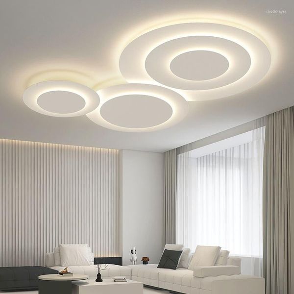 Luces de techo, luz LED ultrafina para sala de estar, dormitorio, decoración del hogar, lámpara de Panel de Metal, accesorios de iluminación grandes creativos modernos blancos