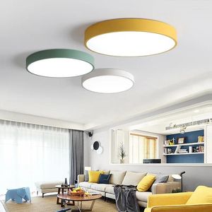 Plafonniers ultra-mince LED LED moderne simple salon circulaire salon macaron couleurs de chambre à coucher balcon