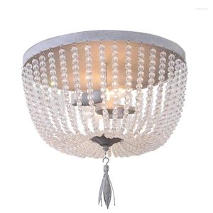 Plafonniers Vintage gris luxe perles de cristal lampe E14 pour chambre de bébé chambre d'enfant cuisine couloir lampes encastrées