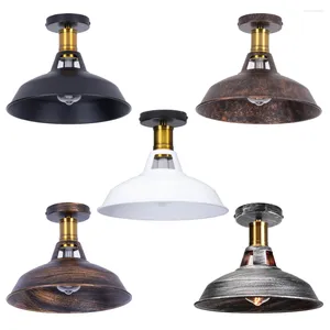 Plafondlampen Vintage industriële semi-inbouwlamp Retro metalen hanglamp voor hal trap slaapkamer keuken huisverlichting