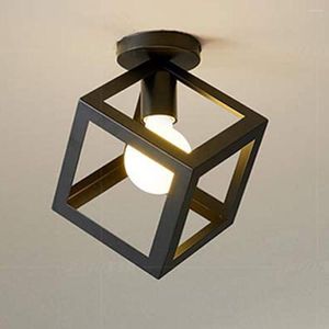 Plafondverlichting Vintage Lamp Nordic Retro Ijzer Vierkant Licht Decor Voor Slaapkamer Gang Gangpad Eetkamer 110V 220V LED E27 Plafonnier