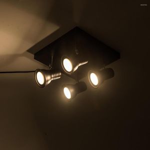 Plafondverlichting Vintage LED Kroonluchter Voor Woonkamer Slaapkamer Eetkamer Studie Zwart Lichaam Draaibare Lamp Armaturen