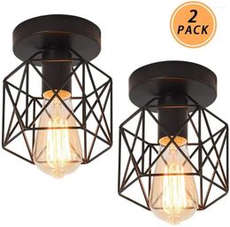 Plafonniers Vintage Metal Cage Light Industrial Mont semi-flush Dispose pour la chambre à coucher de chambre à manger Lampe à barre de café