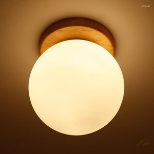 Plafondlampen witte glazen bal moderne led lamp woonkamer houten voetstuk hangende huisverlichting decor keukenarmaturen