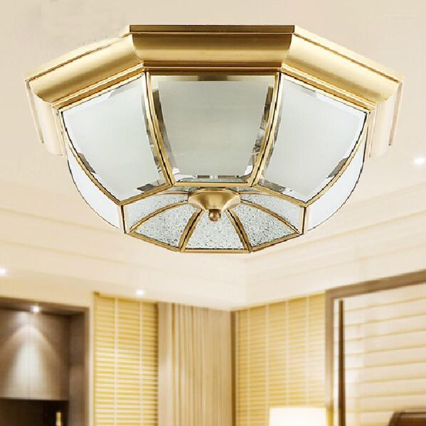 Luces de techo Lámpara de cobre al por mayor con pantalla de vidrio EMS