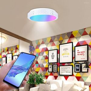 Plafonniers Wifi RGB LED Rond Ultra Mince Plat Panneau Lumière RF Télécommande Downlights Spotlight