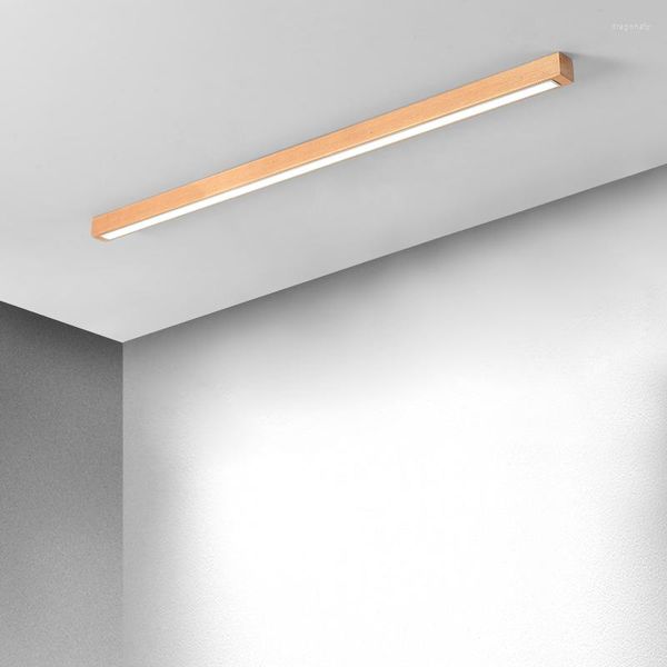 Luces de techo Lámpara de tira de madera Porche Pasillo Lustre Corredor LED Línea para colgar en la pared Luz de registro Sin araña principal