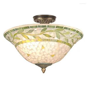 Plafond Lights's Lower Town Park Importé Olive Branch Tiffany Glass incrusté Mosaic Lampe