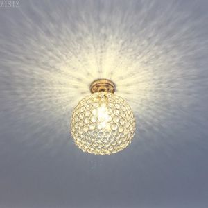 Plafonniers ZISIZ Moderne Brève Allée K9 Boule De Cristal E27 LED Ampoule Lampe Maison Déco Chambre Chrome Fer Luminaire