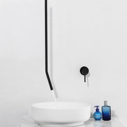 Robinet de salle de bains à montage au plafond, pour lavabo, évier, baignoire, qualité artistique H, robinet mitigeur d'eau froide, noir brossé Gold266B