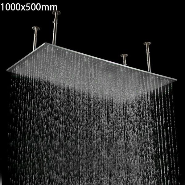 Ducha de lluvia montada en el techo Accesorios de baño Cabezal de ducha Lluvia 1000x500 Pulido Big Top Shower Roes 304 Acero inoxidable 201105