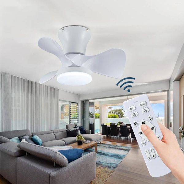Lámpara pequeña de ventilador de tres hojas montada en el techo, 53W CC, frecuencia variable, silenciosa, para restaurante y bar