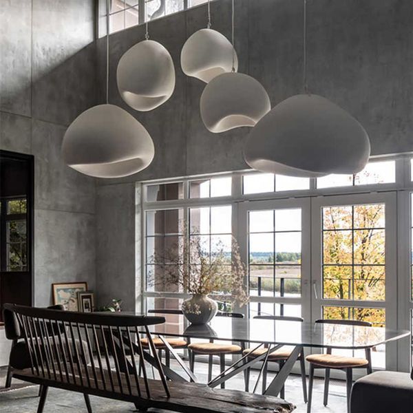 Plafond Nordique Minimaliste Wabi Sabi Vent Led Lustre Salon Salle À Manger Décor À La Maison Pendentif Lumières Chambre Bar Suspension Lumière Fix295h