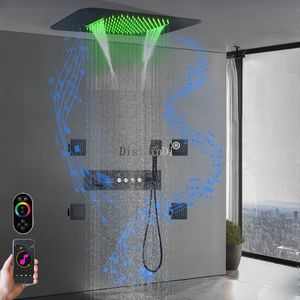 Système de douche au plafond 23 * 15 pouces Musique de douche LED Tête de douche de la salle de bain Température de la salle de bain Affichage thermostatique Fauce de douche