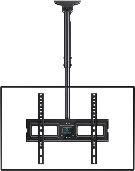 Montaje de TV de techo para pantallas de pantalla plana de 26-65 pulgadas, colgando el soporte de TV de techo ajustable se ajusta a la mayoría de los televisores LCD LED 4K, el soporte de techo de poste tiene hasta 110 libras