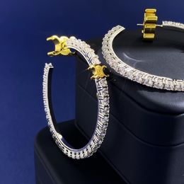 cel merk Klassieke luxe designer oorbellen 18K gouden oorbel zilver mode dames grote cirkel witte bling diamanten kristallen oorbellen oorbellen feest sieraden cadeau