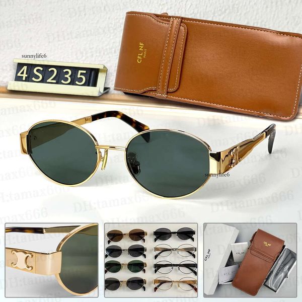 Lunettes de soleil de créateurs cel pour femmes Triomphes 4S235 CELIS Lunettes de soleil Identique à Lisa Street Photo Oval Metal Frame Men's Lunes UV400 Eyewear Des Lunetes de Soleil