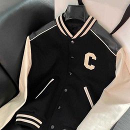 Cel Mens Jackets HNL SLP Best Quality Teddy Leather Stitching C-Word Wol Baseball Uniform CE Home Letters Mens en High-End Fashion Jacket