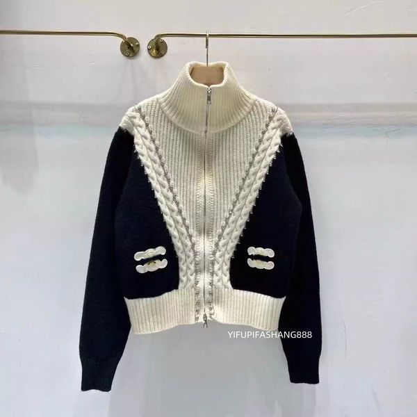 CEL top Luxury Women Sweaters diseñador CANAL diseño clásico ropa de lana Cuello de tortuga suéter de tweed de punto mantener caliente cardigan femme crochet camisa de cachemira tweed