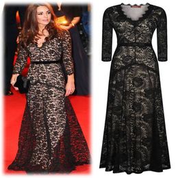 Celeb Dames Sexy Mesh Bloemen Kant Cocktail Formele Bodycon Volledige lengte Jurk Zomeravond Feestjurk Elegant fash294u