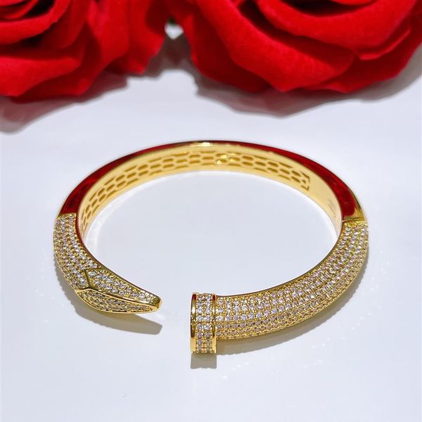 Celebridades atornillan clavos completos pulsera pulseras de oro brazaletes de mujer Punk para regalo lujoso calidad Superior je221o