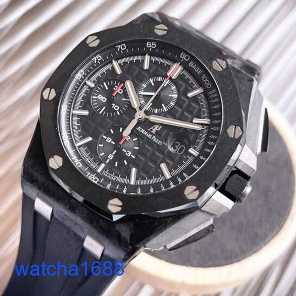 Celebrity AP MUBLITACIÓN MUBLA Mens Royal Oak Offshore 26400au Precisión mecánica Automática Fecha de acero de segunda mano 42 mm Placa de panda negra