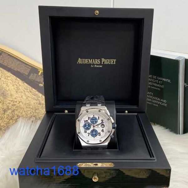 Celebrity AP Wall Watch Royal Oak Offshore 26170st Silver White Panda Plate Mens Sports Fashion Watch Precision Steel Automatic Machinery