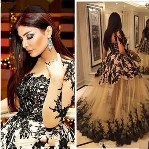 Robe de célébrité Kim kardashian Haifa eman alaj Longueur au solYousef Aljasmi Robe de bal en dentelle à manches longues Zeena zaki Noir