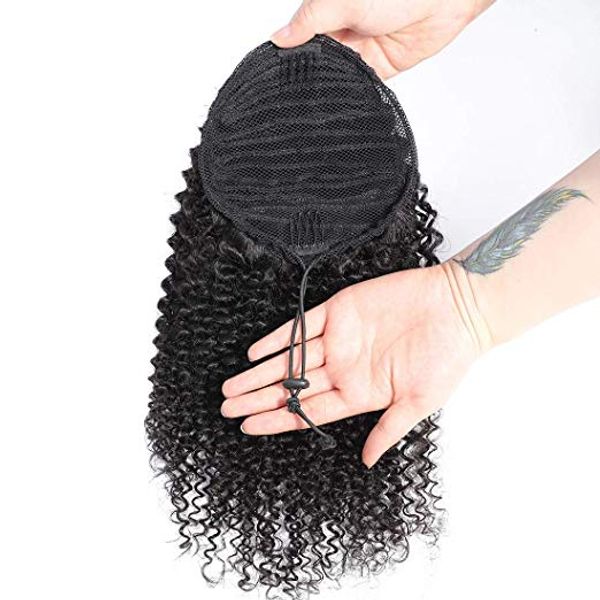 Cheveux africains Kinky Curly ponytail Hair Pieces Ponytail Natural Clip In On Hair Extensions Flip In Fake human Tail short high Clip Ponytail