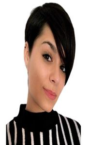 Celebrity Pixie Cut Wigs Human Peruvian Aucune Lace Laceless Wig Très courte Couleur naturelle Micah Gianneli pour femmes noires Wigs1758941