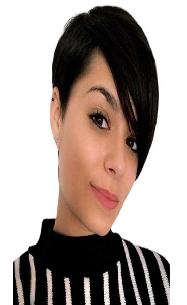 Celebrity Pixie Cut Wigs Human Peruvian Aucune Lace Laceless Wig Très courte Couleur naturelle Micah Gianneli pour femmes noires Wigs1758941