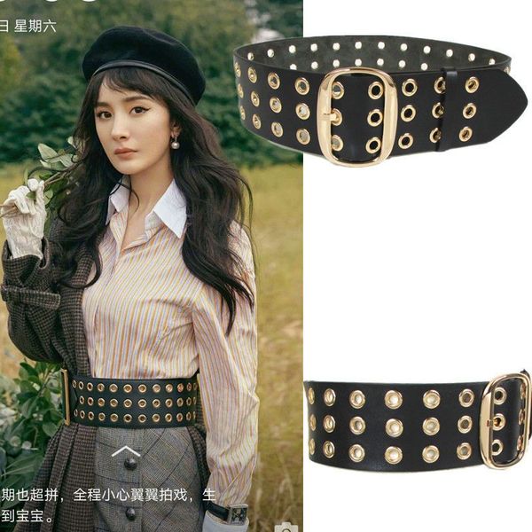 Célébrité même large couverture de taille pour femmes ceinture décorative en métal de 7,5 cm ceintures avec jupe de chemise