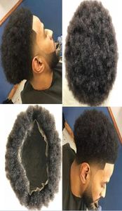 Célébrité Toupee Couleur Noire Brésilienne Vierge Remplacement des Cheveux Humains Postiches Pour Hommes Afro Curl Full Lace Toupets pour Hommes Noirs3814558