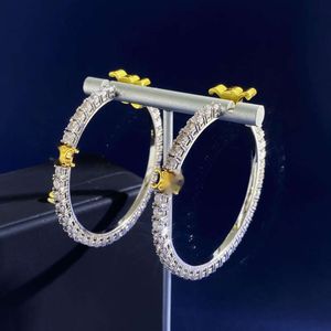 Celi Brand Classic Luxury Designer oorbellen 18K Gold Earring Fashion Big Circle Dames Zilver Shining Crystal Bling Diamond Oorders Ear Rings Party Sieraden Nice