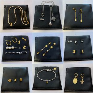 CELI Set Luxe Gouden Stud Designer Oorbel Voor Vrouwen Hoepel Brief hoge kwaliteit parel oorbellen ketting Armband Sieraden Verlovingsgeschenken met doos