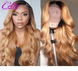 Celie 1b 27 Body Wave Lace Lace Front perruque ombre Perruques de cheveux humains 13x6 Pernes avant en dentelle colorée HEURS HUMAINS 200 densité Wig 3369125