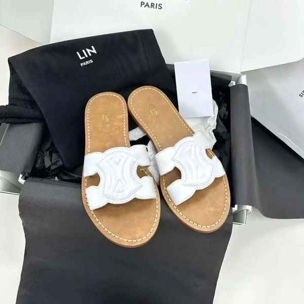 Céliène Designer Shoe Top Quality Quality Summer Sandal Sliders Womens Mule Luxurys Slide Fashion Casual Shoes Flat Talon à l'extérieur Black Brown Slippers Beach Shoe 506